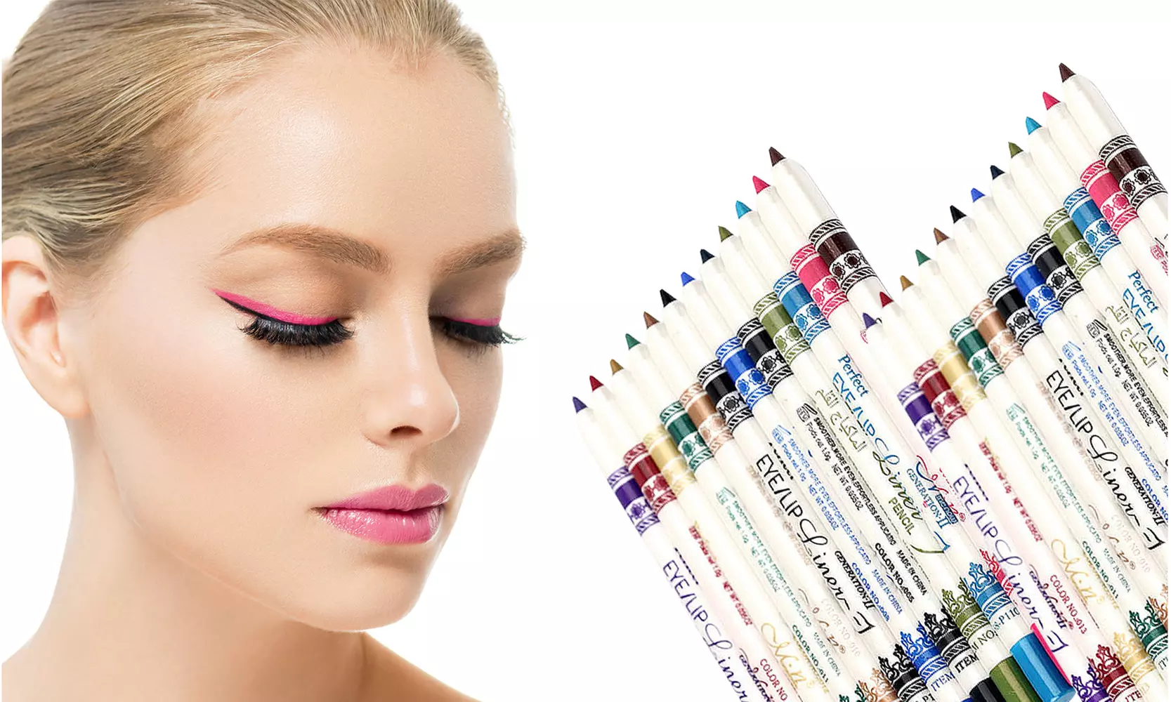 Professional Vivid Multi-Color Eye Liner Pencil Set (12-Pack or 24-Pack) - Primary Image