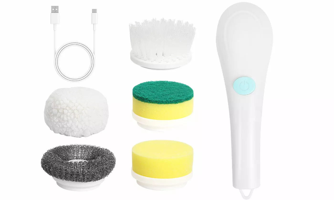 Electric Spin Scrubber with 5 Replaceable Heads for Bathroom/Floor/Sink/Window