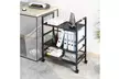 3 Tier Wire Mesh Rolling Cart with Hooks - Second Medium