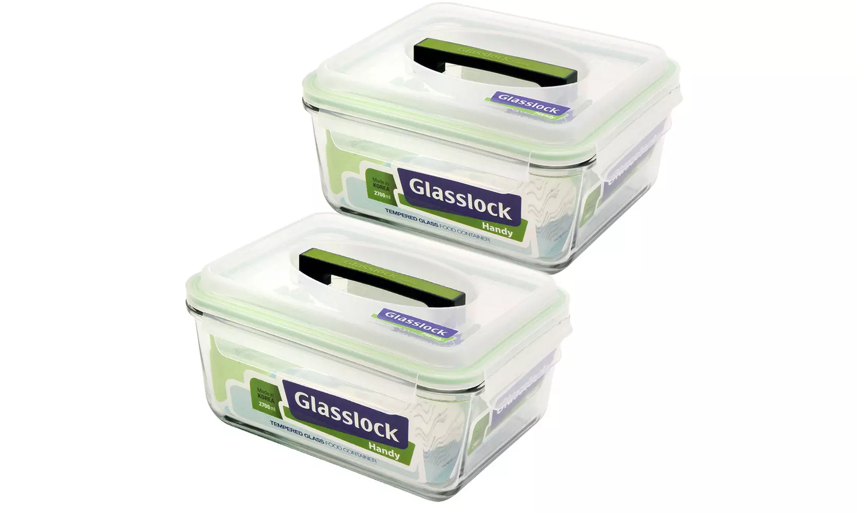 Glasslock Handy Rectangular Tempered Glass Food Container Set of 2  - Second Medium