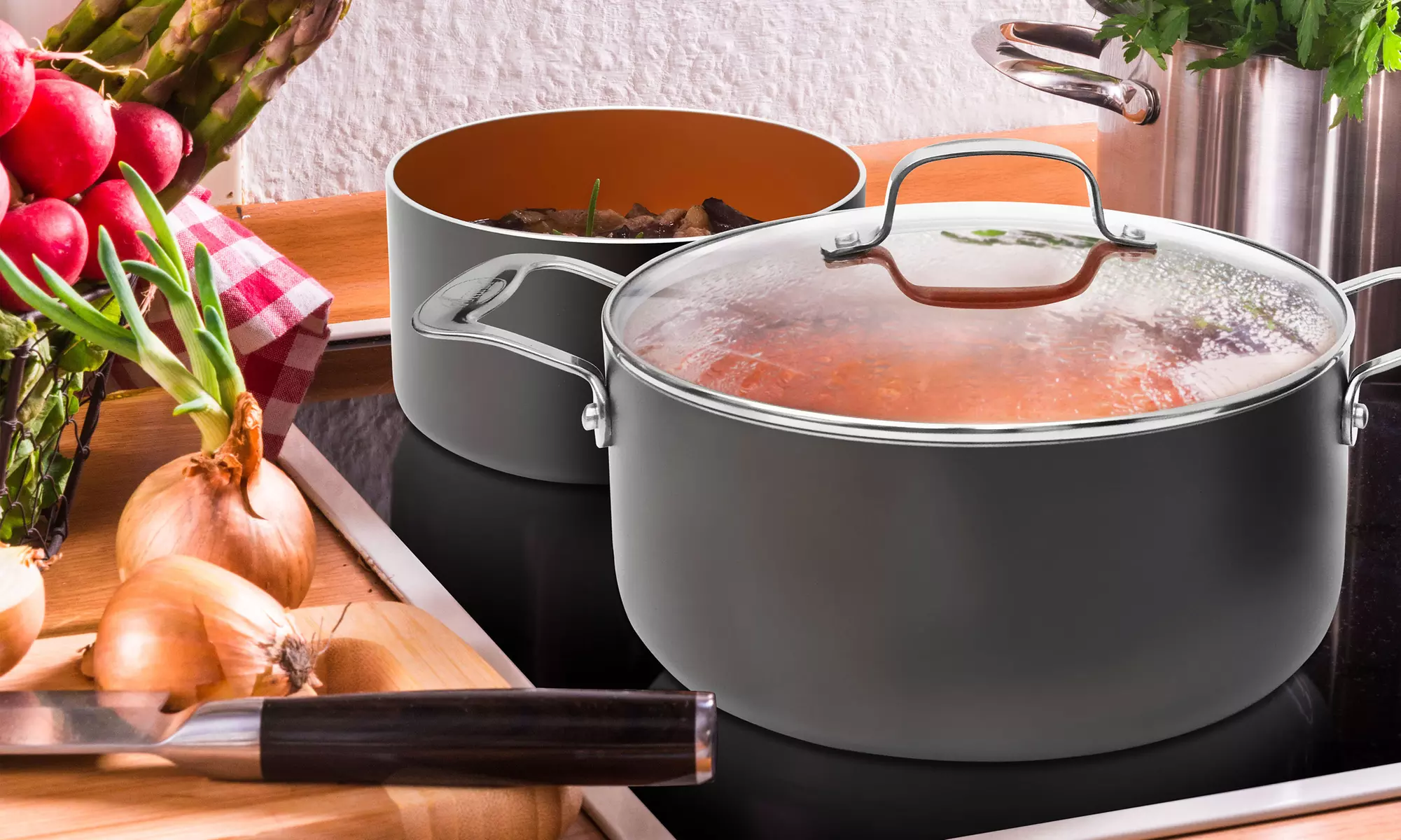 Gotham Steel Nonstick Ti-Cerama 1-, 2-, 3-, 5-, or 7-Quart Covered Stockpot - Primary Image