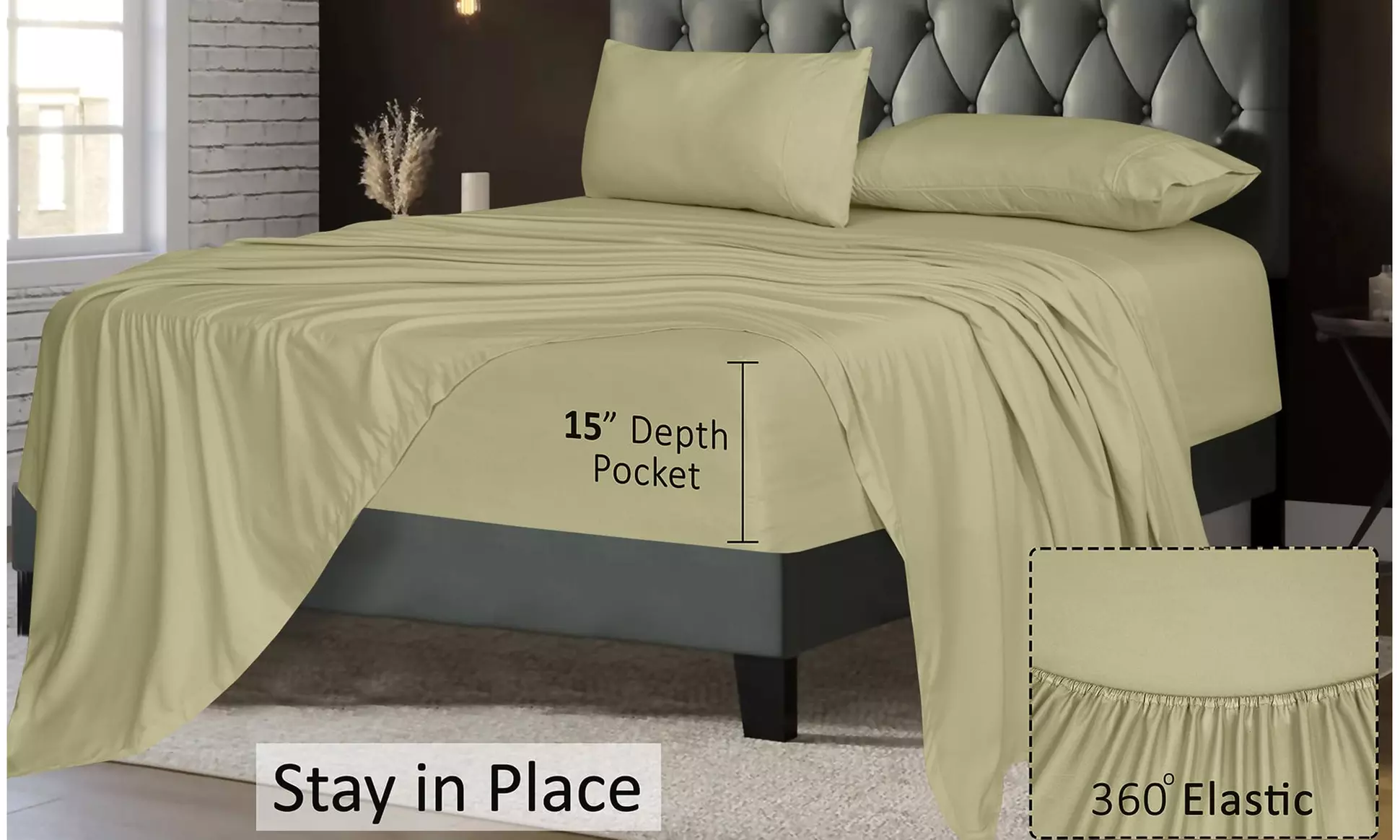 Ruvanti 1800 Series 4 Piece Microfiber Bed Sheet Set Soft Deep Pocket Sheet