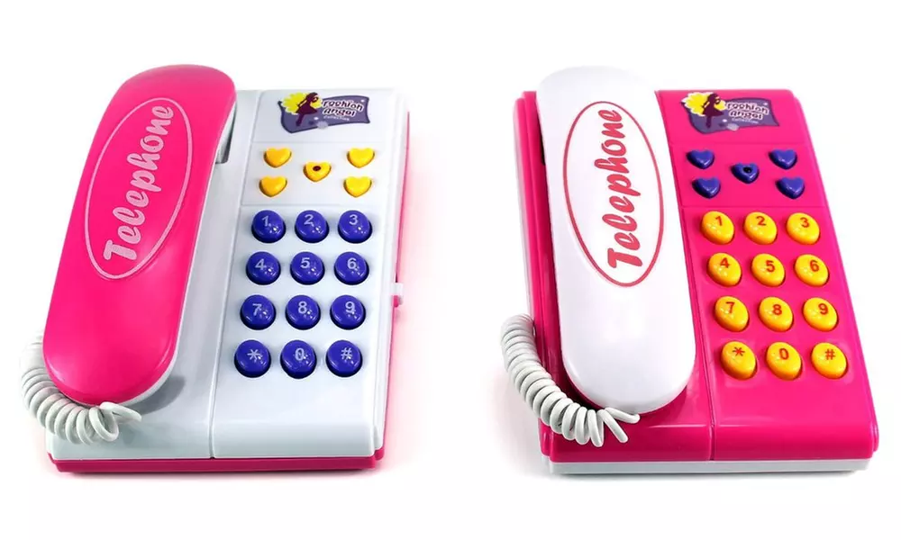 Fashion Angel Twin Telephones Wired Intercom Children's Kid's Toy Telephone Set - Primary Image