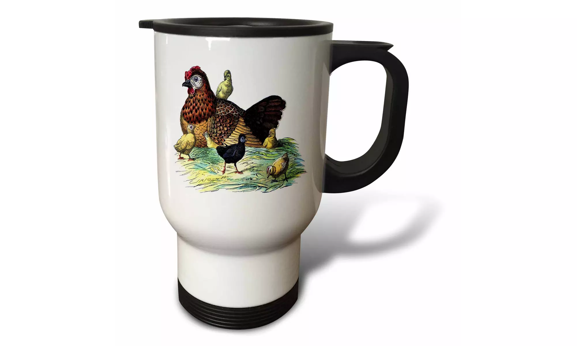 Travel Mug Chickens n Hen Vintage Print - 14oz  - Primary Image