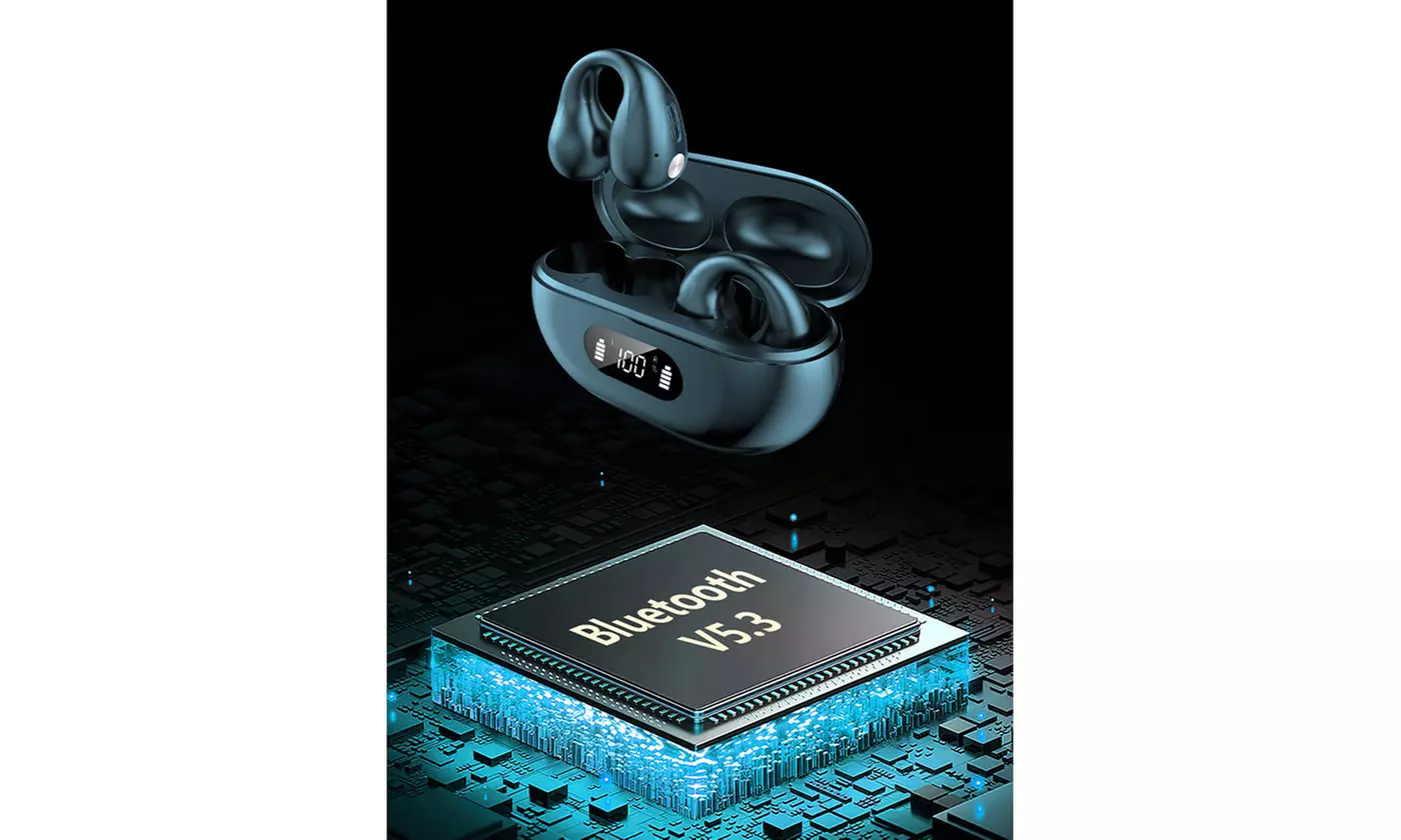 Wireless Open Ear Clip Headphones Bluetooth 5.3 Bone Conduction Headsets