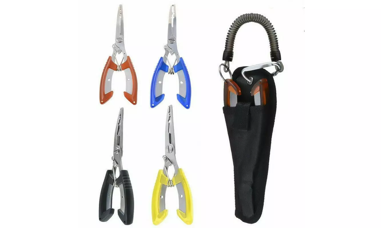 Stainless Steel Multi Function Fishing Angling Pliers Curved Nose Easy Tool - Primary Image