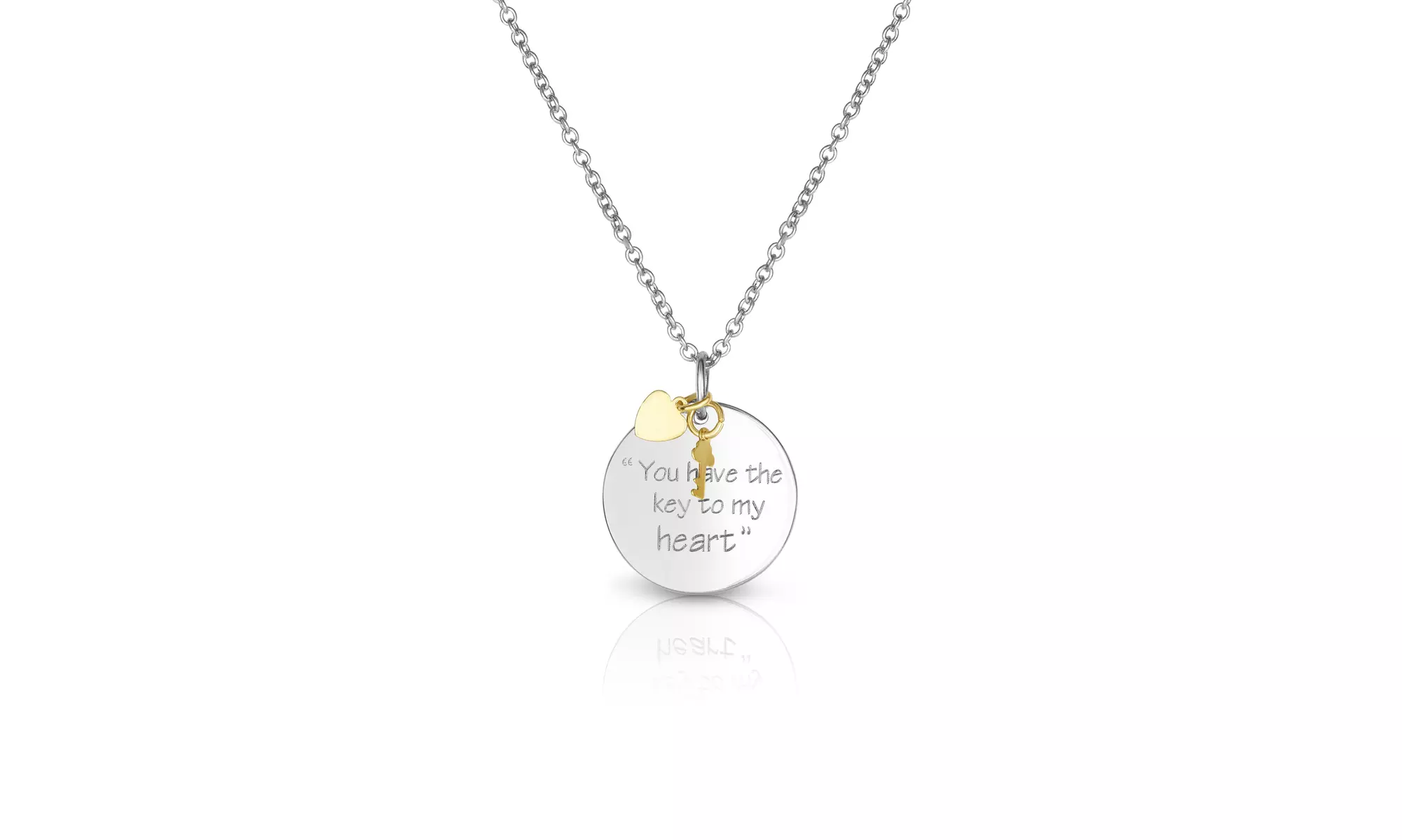 Engraved You Have The Key To My Heart Key and Heart Charm Necklace - Second Medium