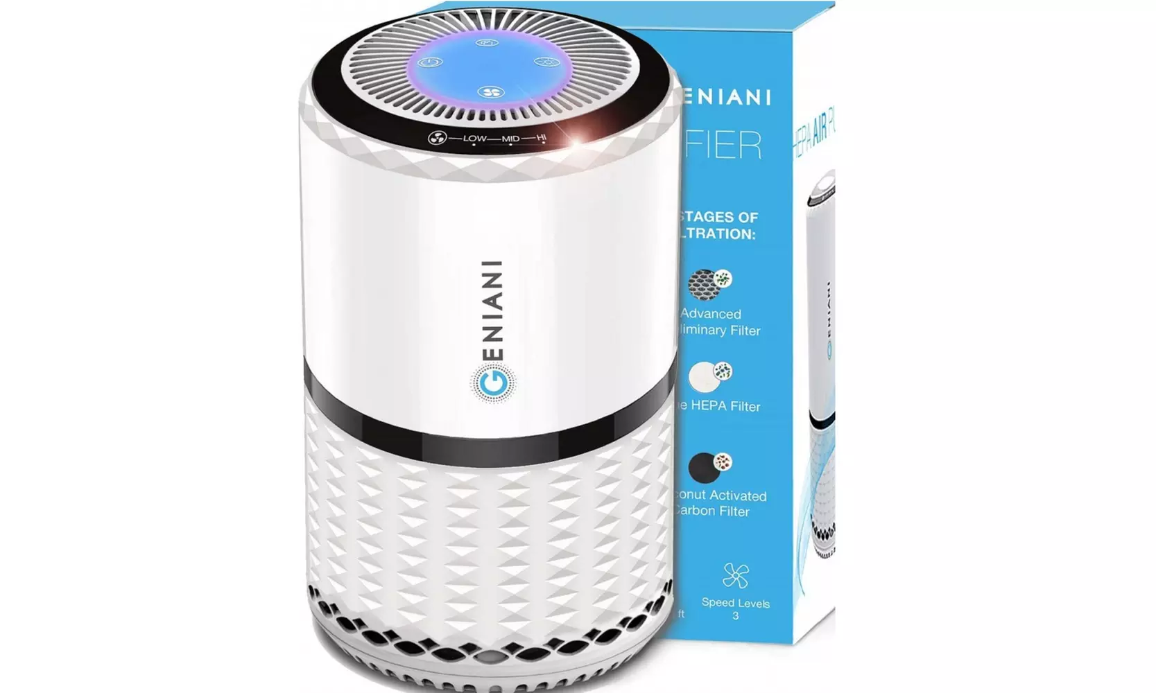 GENIANI Home Air Purifier with True HEPA Filter for Allergies and Pets/Smoke - Primary Image