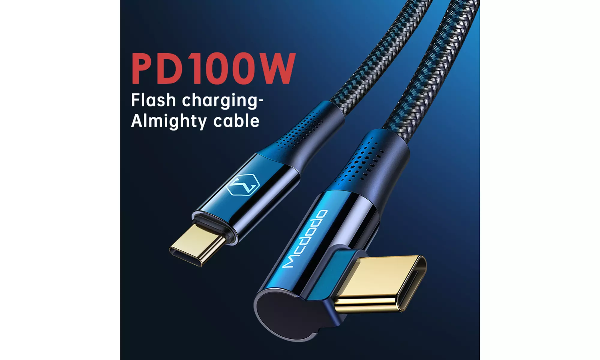 Mcdodo 100W Type C To Type C Elbow Fast Charging Data Cable 5A 1.2M(4ft) - Primary Image