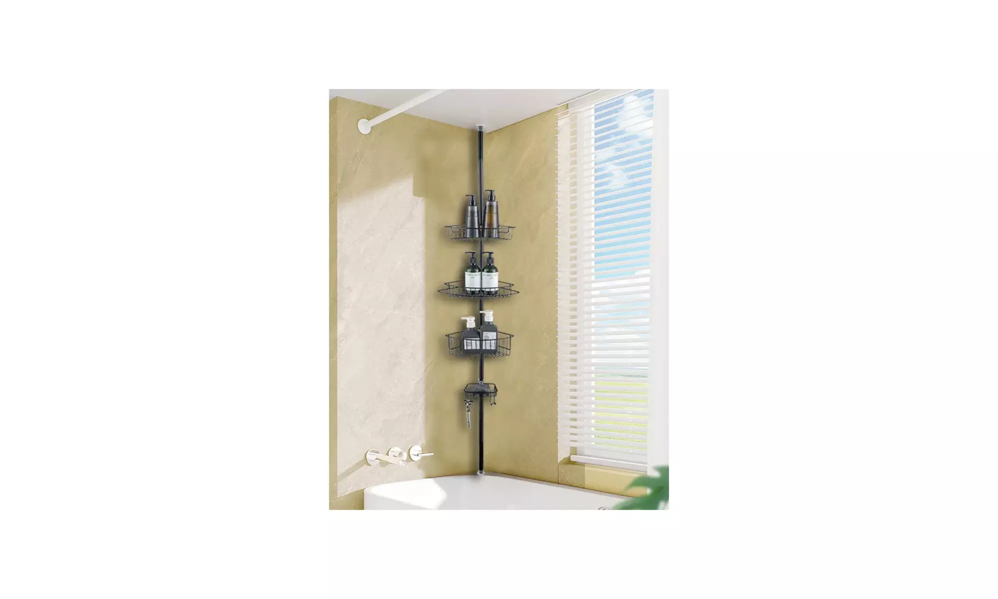 4-Tier Rustproof Shower Caddy Corner Organizer With Adjustable Shelves