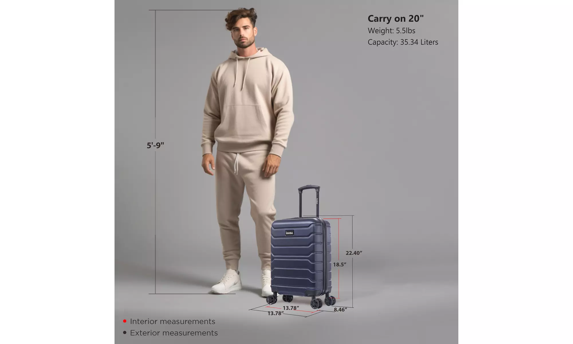 InUSA Trend lightweight hardside spinner luggage 20'', 24", 28" 