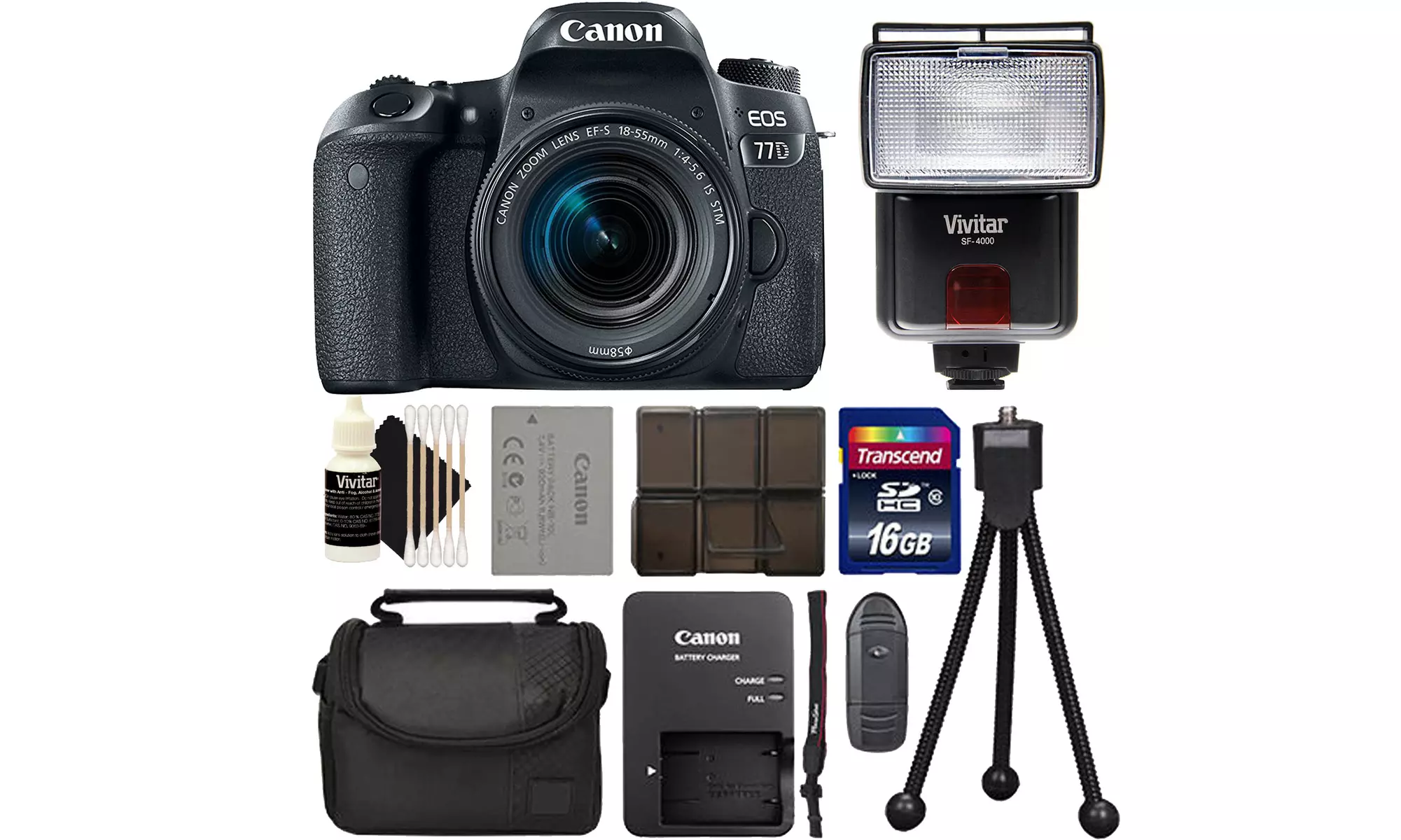Canon EOS 77D DSLR Camera Body plus EF-S 18-55mm IS STM Lens plus Bundle Opt - Primary Image