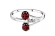 0.94 Carat Red Garnet,White Cubic-Zirconia Sterling Silver Anniversary Ring - Second Medium