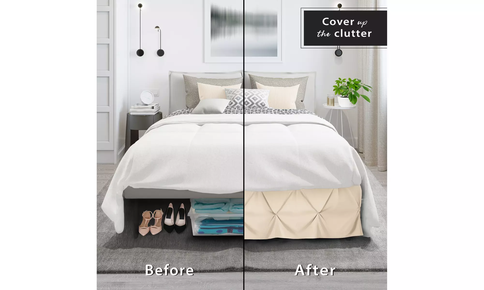 Nestl Pinch Pleat Bed Skirt - 14 inch Tailored Drop Pintuck Dust Ruffle