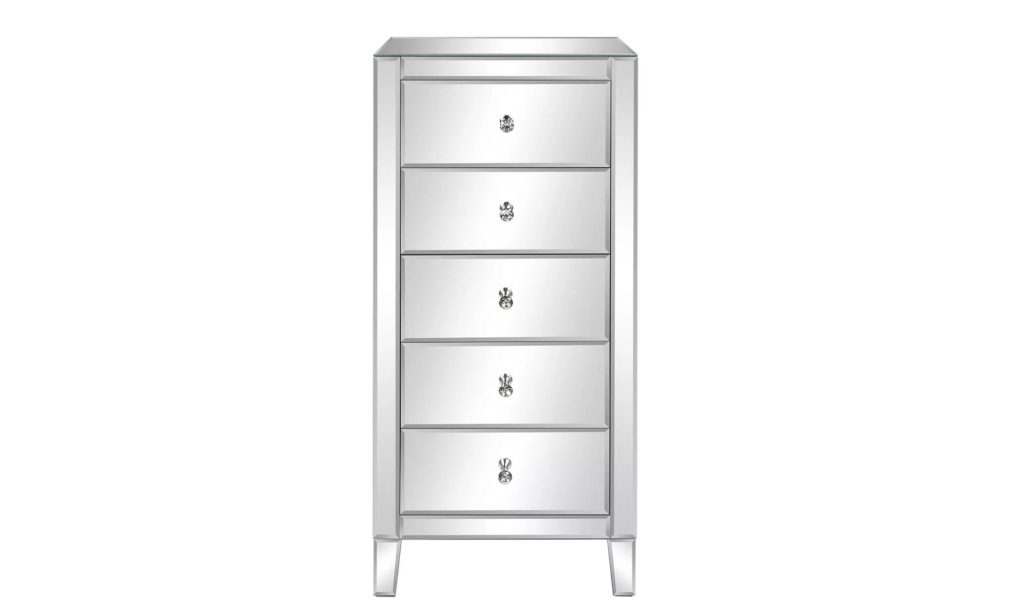 Mirrored Drawer Dresser 5 Drawers Bedroom Dresser Nightstand Silver - Primary Image