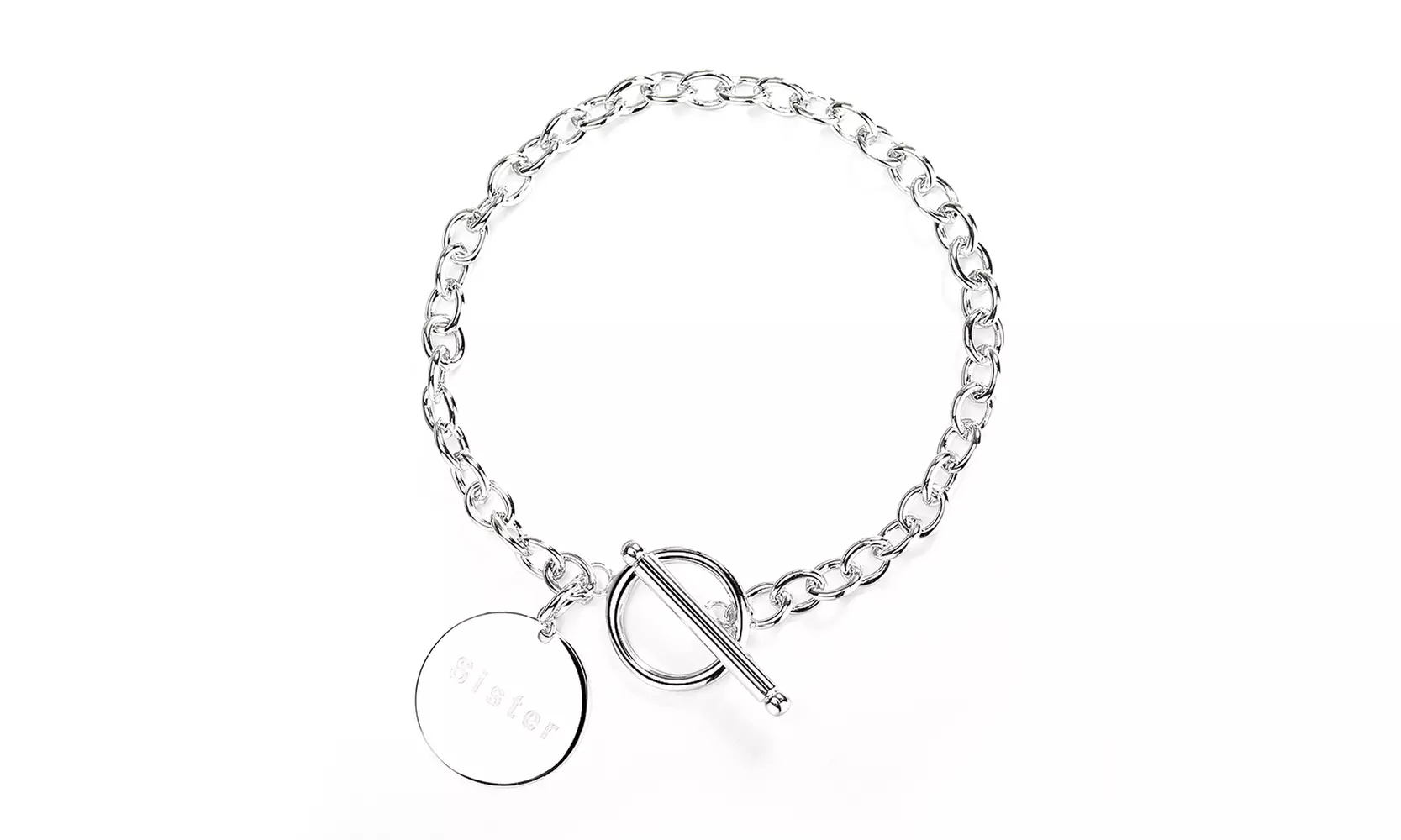 Toggle Bracelet 14K White Gold Plated (Sister) - Primary Image