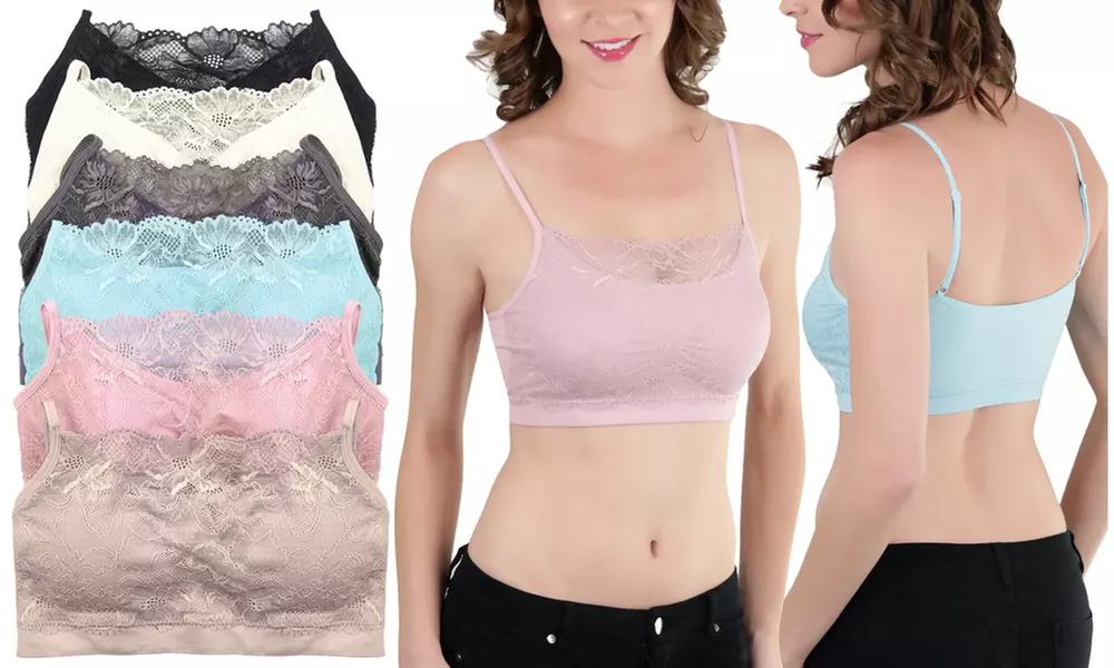 Women's Pastel Floral Lace Padded Bralettes (6-Pack) - Primary Image