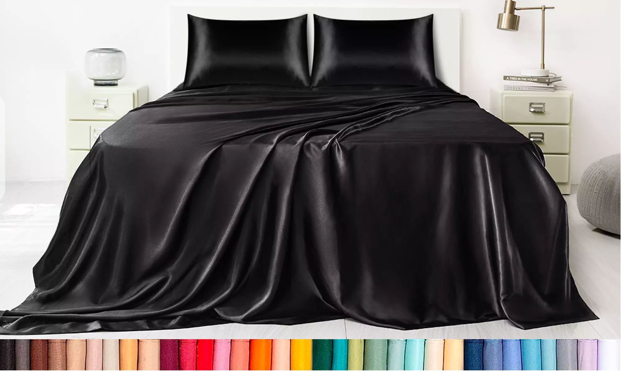 LuxClub Essentials 4-6pc Satin Sheet Set - Luxury Silky Bed Set for Hair & Skin - Primary Image