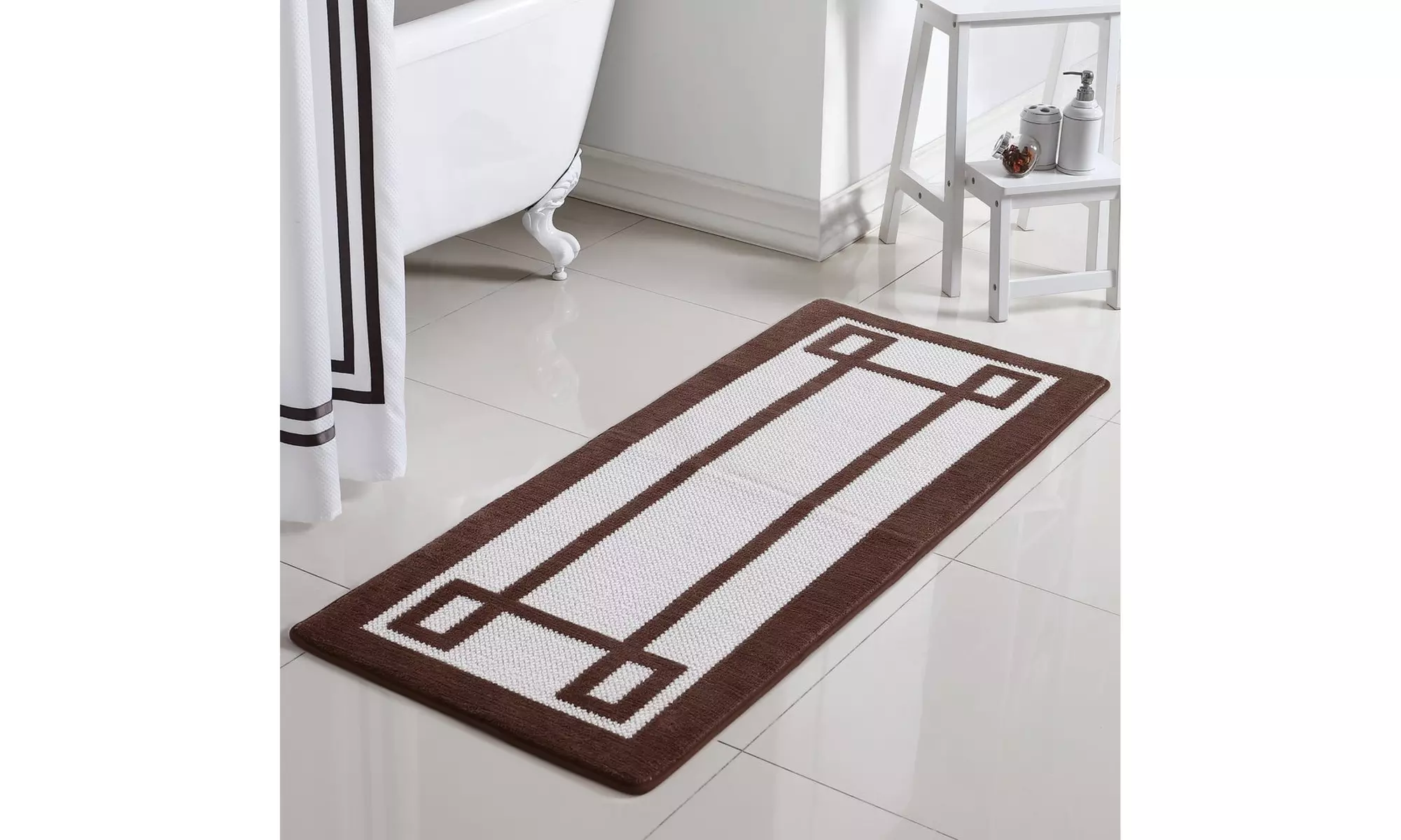 Greek Key Oversized Memory Foam Bath Rug 24" x 60" - Second Medium