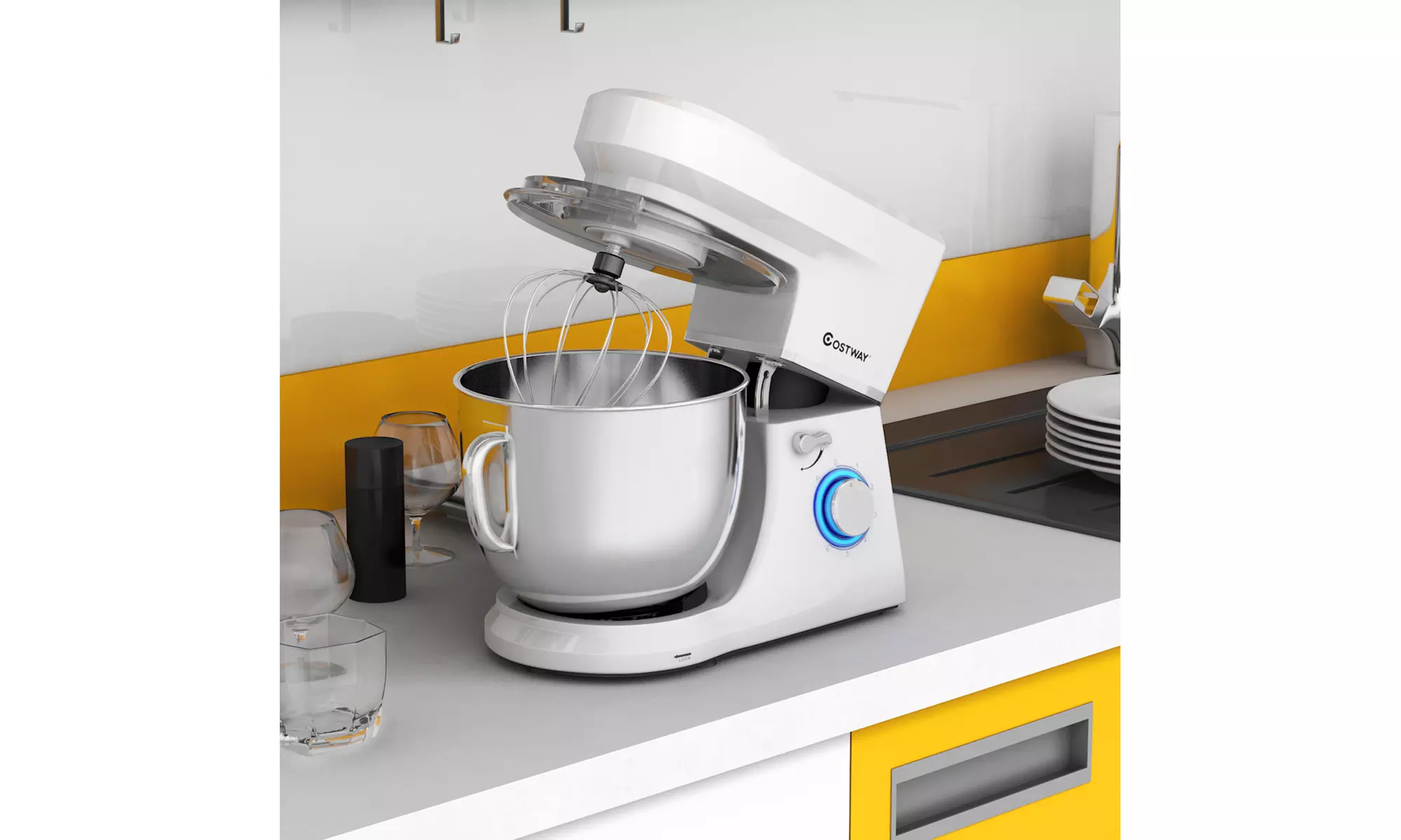 Costway Electric Food Stand Mixer 6 Speed 7.5Qt660W Tilt-HeadStainless