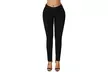 Women's Ribbed Texture Detail Black Denim Pants - Image 3
