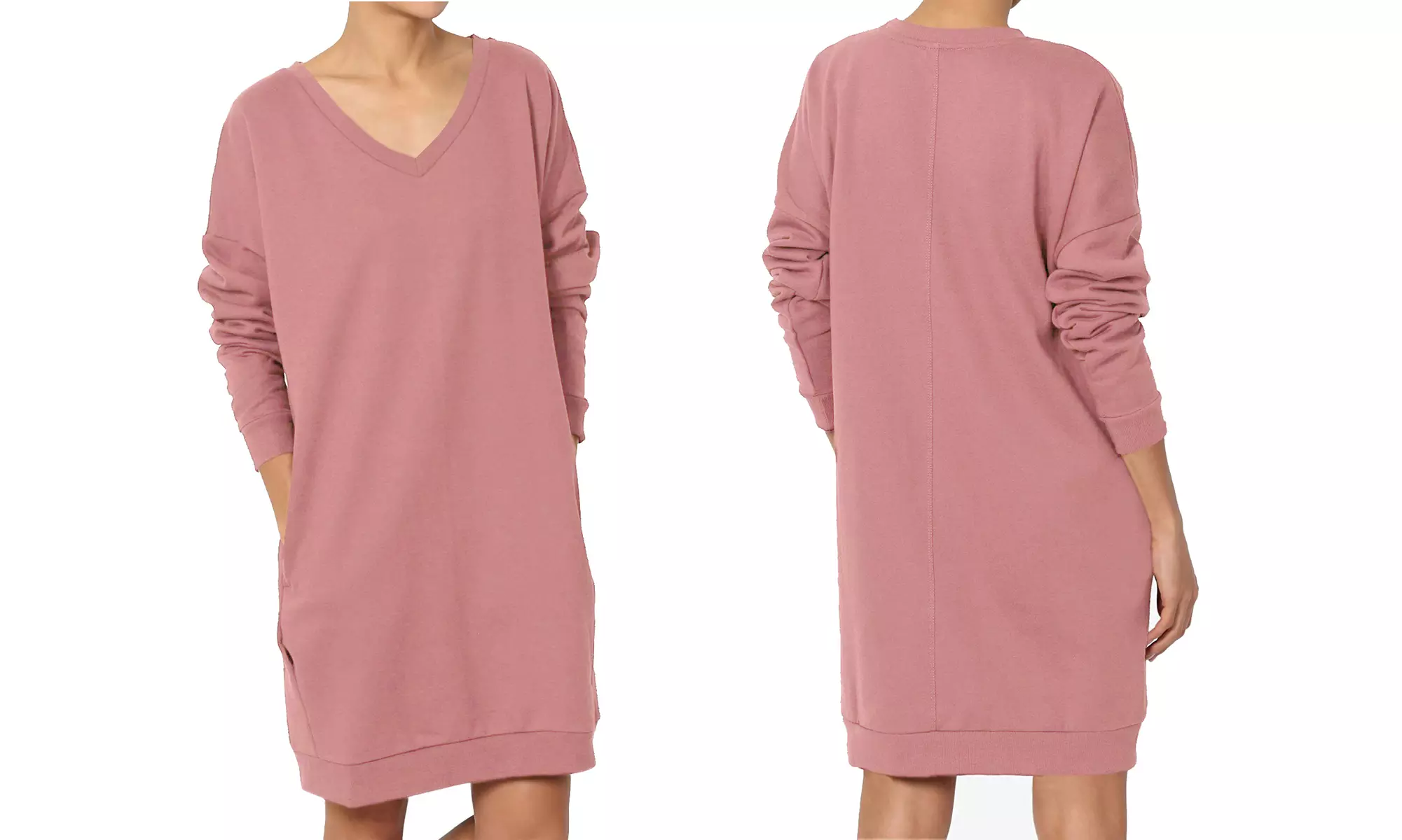Haute Edition Women's Loose Fit Sweatshirt Dress With Pockets S-3X