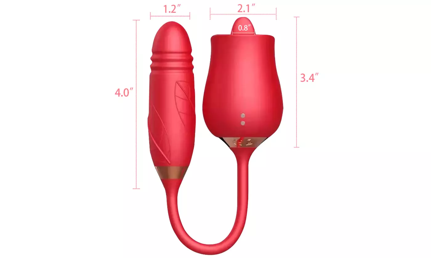 New Rose Flower 3 Generations 2 In 1 Tongue Licking G-spot telescopic Vibrator