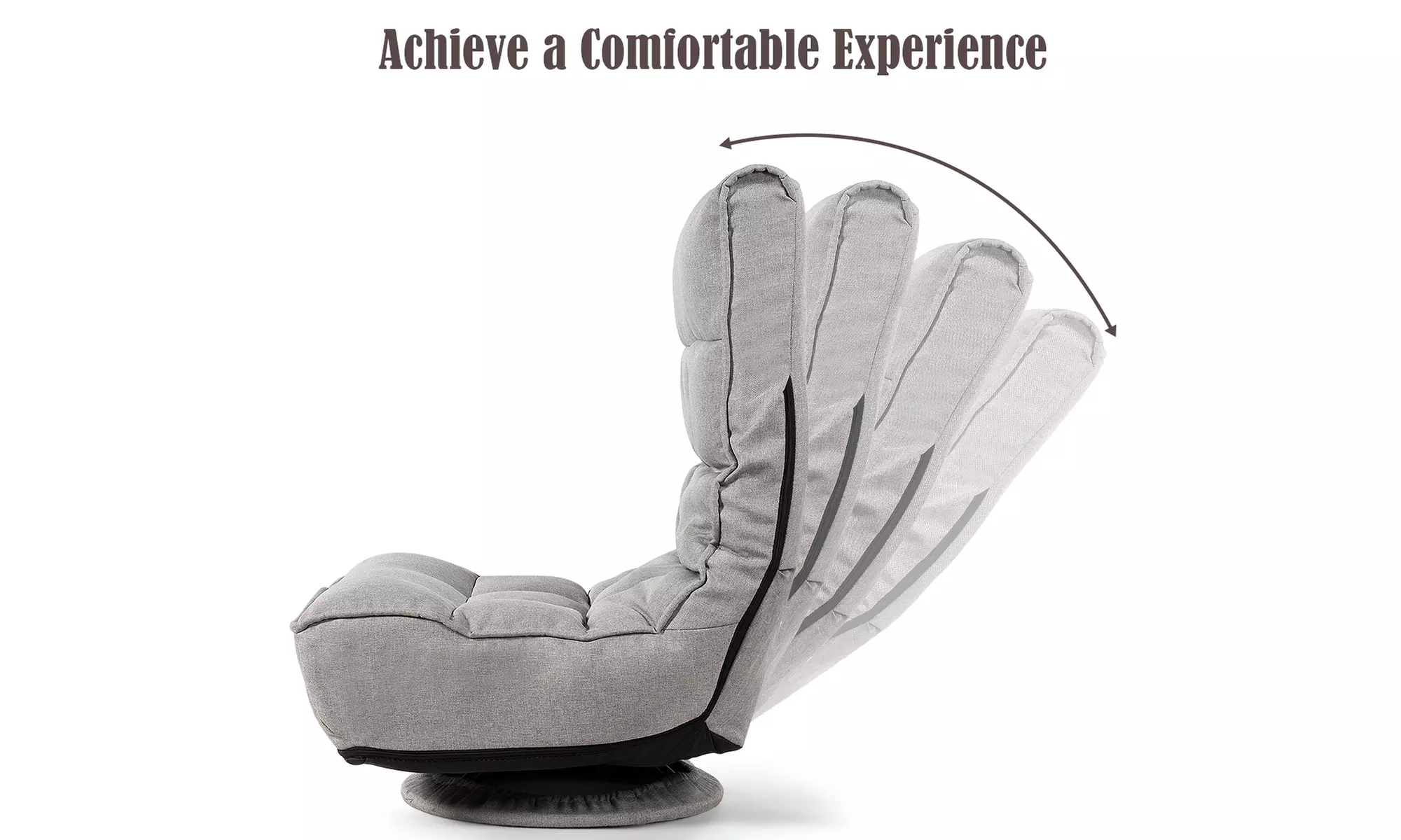 Folding Game Chair Floor Lazy Sofa 4-Position Adjustable 360 Degree Swivel Gray