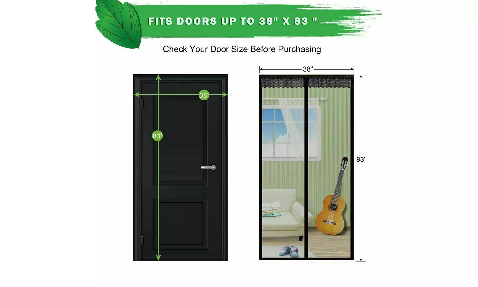 Magnetic Screen Door with Heavy Duty Mesh Curtain and Full Frame Hook&Loop - Second Medium