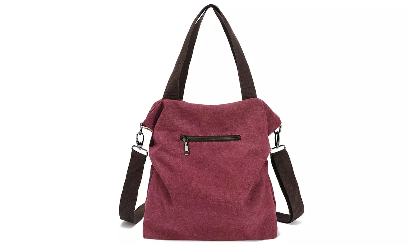 Women Retro Multi-pocket Canvas Shoulder Bag Handbag Tote Purse