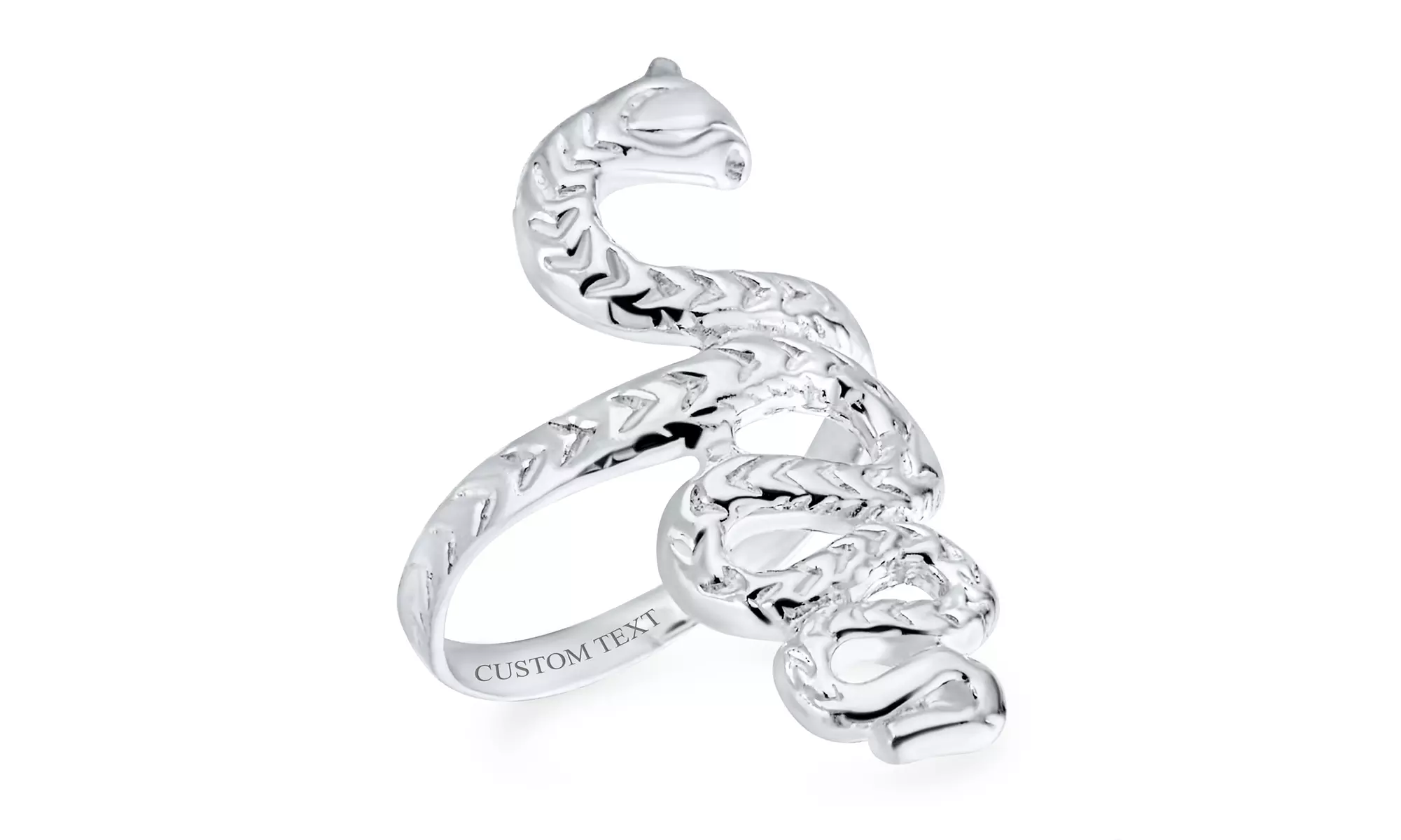 Reptile Egyptian Twisted Coil Scale Snake Serpent Ring Band 925 Silver - Second Medium
