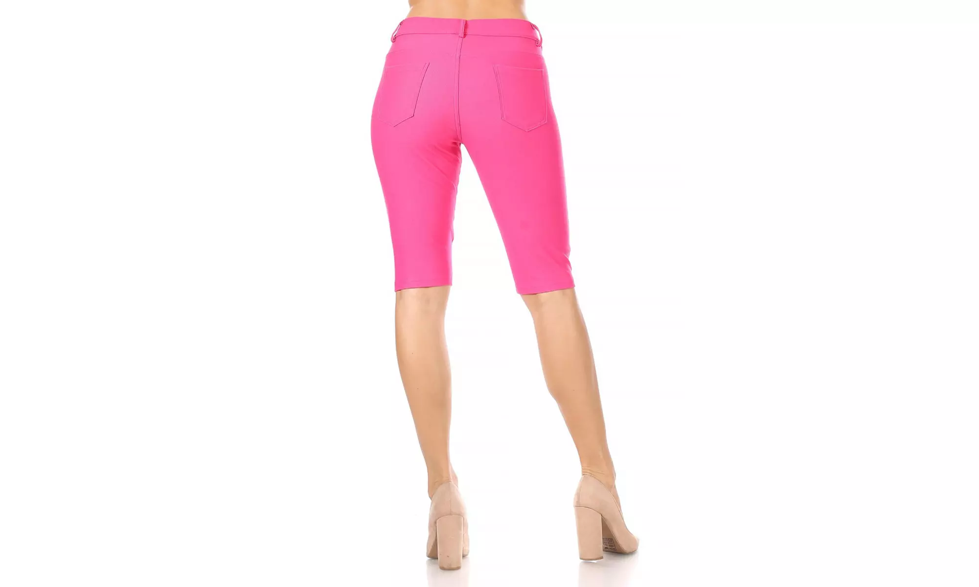 Women's Casual Solid High Waist Slim Fit Bermuda Shorts