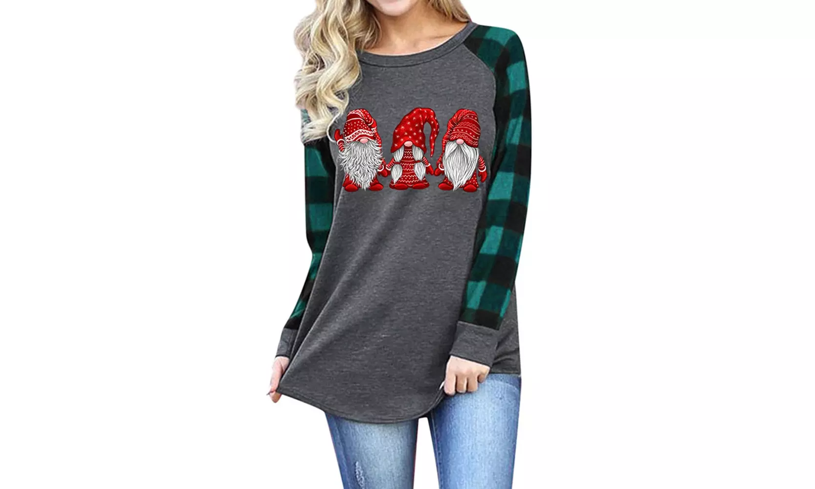 Women's Cute Christmas Plaid Tunic also in Plus Size