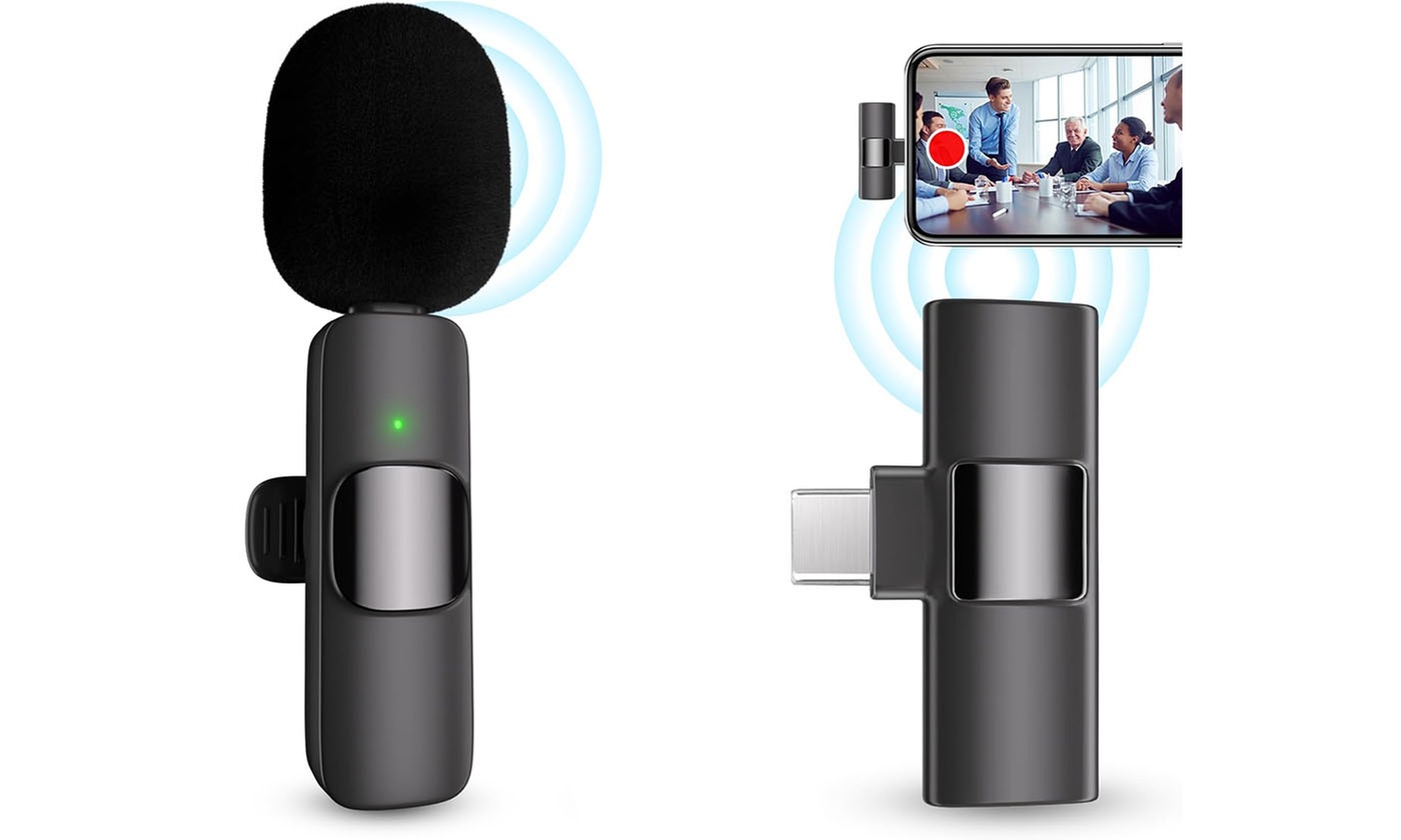 Cordless Lavalier Lapel Omnidirectional Condenser Recording Microphone for Phone