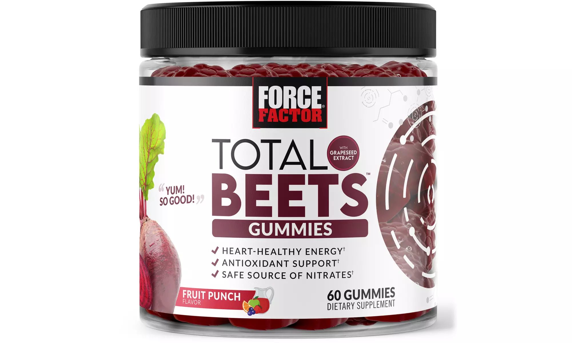 Force Factor Total Beets Gummies, Heart Healthy Energy, Beet Root, Antioxidants - Primary Image
