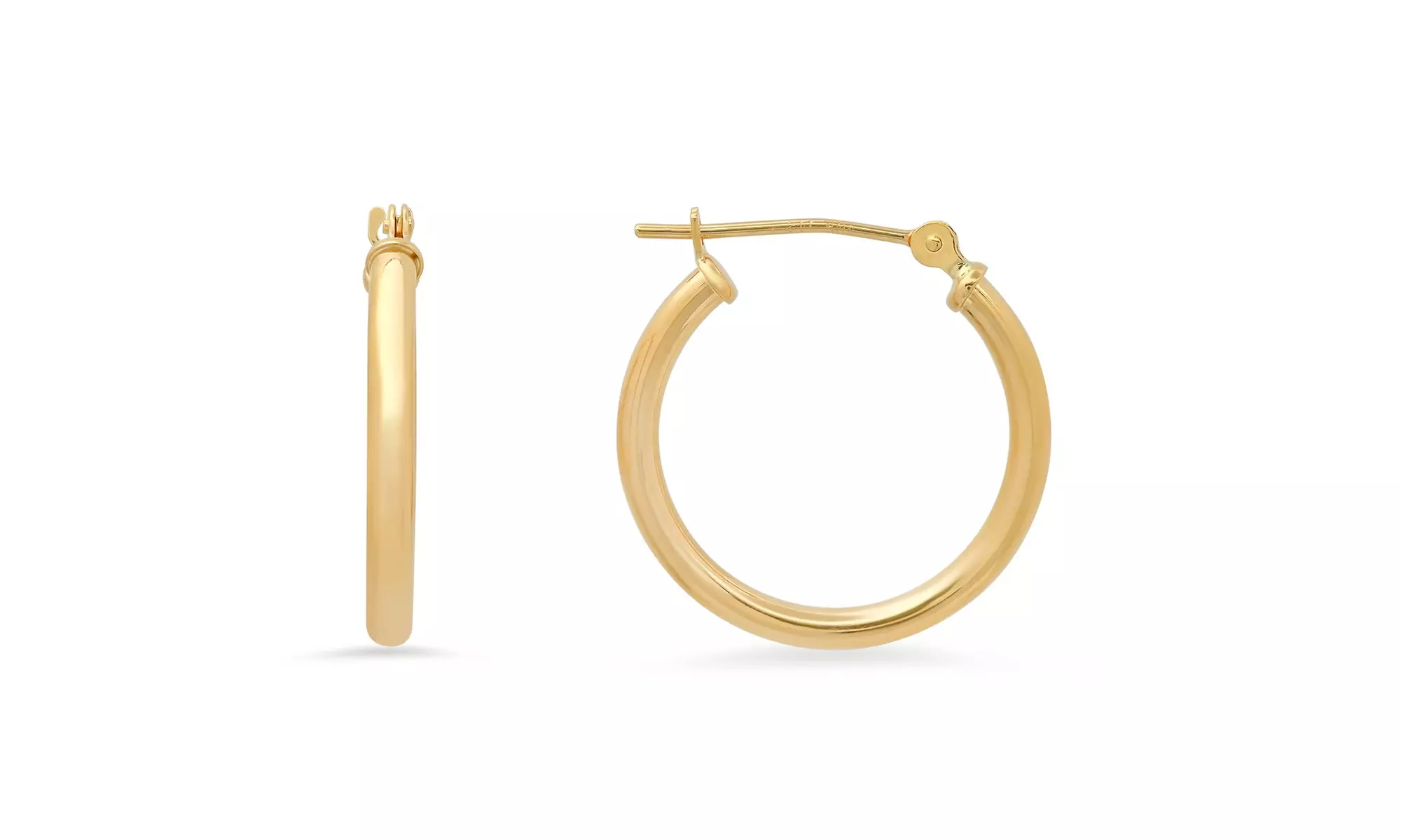 Real 10k Solid Gold Classic Gold Hoop Earrings - Primary Image