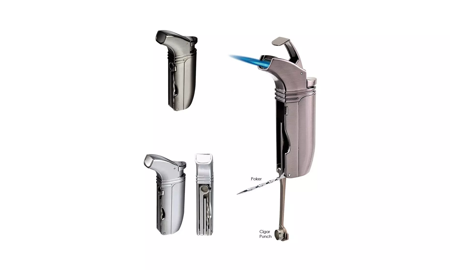 Honest Butane Refillable Double Torch Lighter W/ Cigar Punch & Poker Attachment - Primary Image