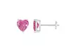 24k White Gold Plated 2 Cttw Pink Sapphire Heart Stud Earrings - Second Medium