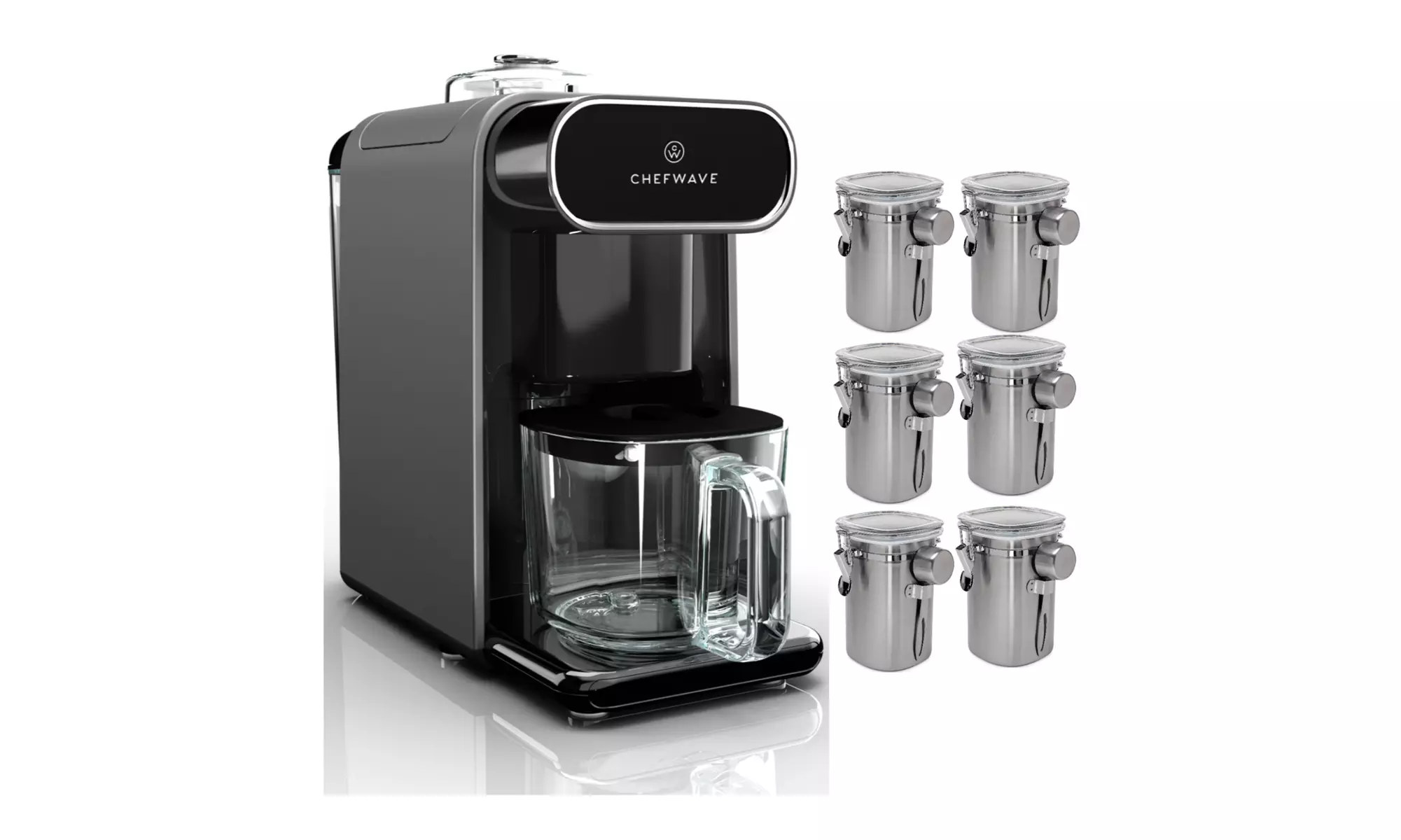 ChefWave Milkmade Non-Dairy Milk Maker (Silver/Black) with Coffee Canisters - Primary Image