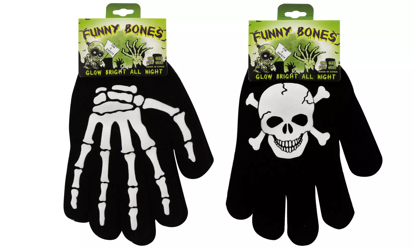 Funny Bones Glow in the Dark Gloves (2-Pairs) - Second Medium