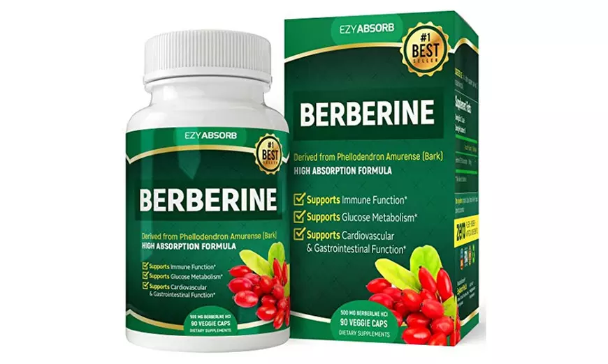 EzyAbsorb Gluten-Free Berberine 500mg, 90 Veggie Capsules for Blood Sugar - Primary Image
