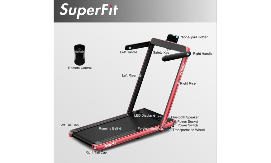Image 29: Superfit 2.25HP 2 in 1 Folding Treadmill Speaker Home Gym