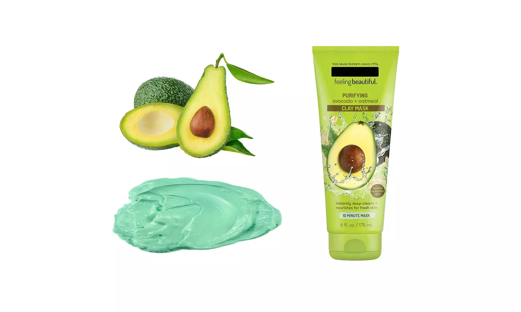 Feeling Beautiful Facial Clay Mask Avocado Oatmeal Skin Care Beauty Face Mask - Primary Image