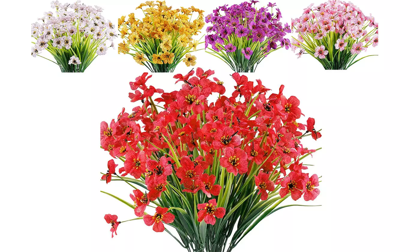 12 Bundles No Fade Fake Violet Artificial Flowers Garden Porch Window Decorating - Primary Image