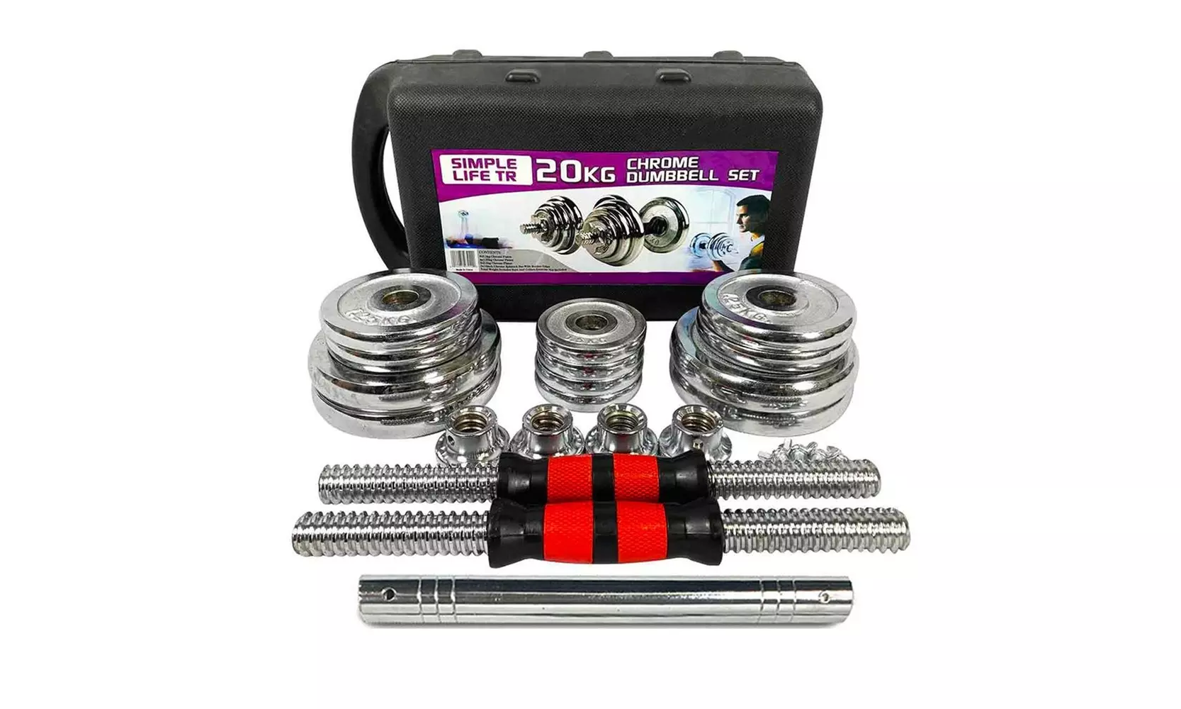 44 Ibs Adjustable Cast Iron Dumbbell Sets with Portable Packing Box - Primary Image