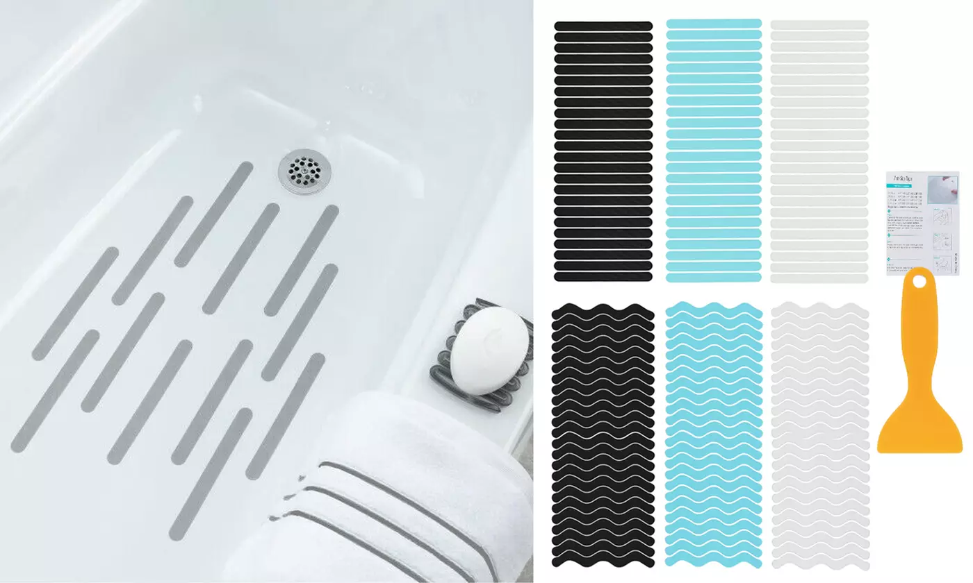 7.9 inch Bath Tub Shower Safety Adhesive Treads Non Slip Strips (24-48 Packs)  - Primary Image