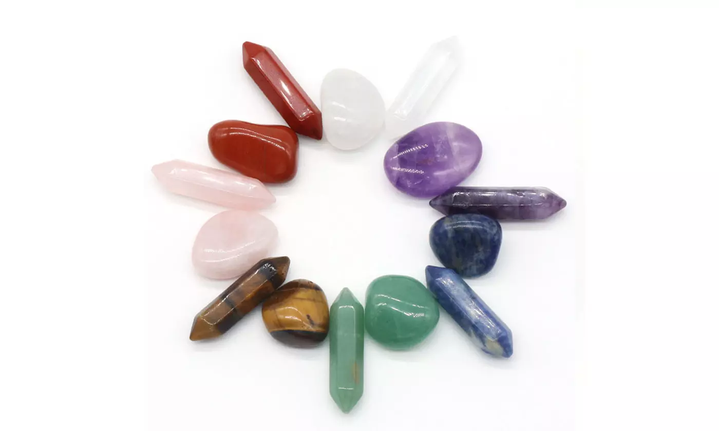 14 Pcs Set Chakra Crystals and Healing Stones Gemstones Rocks with Gift Box