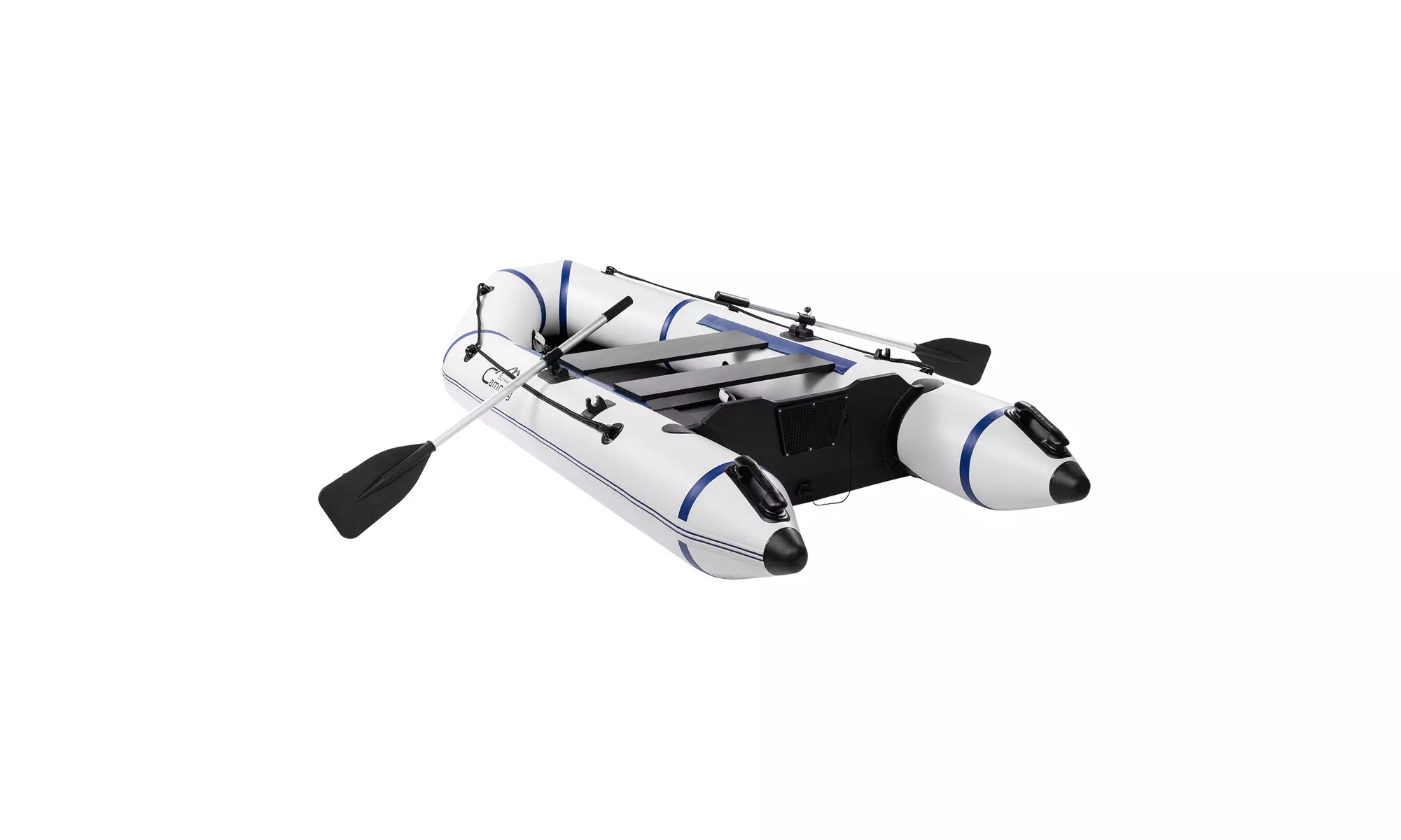 10ft Inflatable Boat, 3 Separate Air Chambers Dinghy Boat Kit, Gray/White - Primary Image