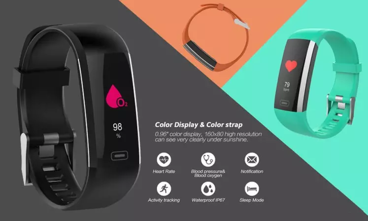 Fitness Tracker Water Resistant with Heart Rate and Blood Pressure Monitor - Primary Image