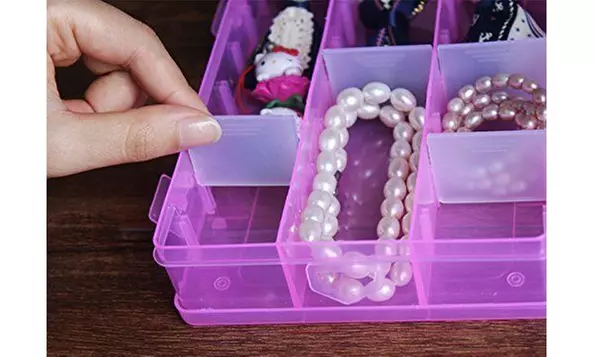 2-Pack 24 Grids Plastic Storage Box Jewelry Earring Tool Containers Organizer